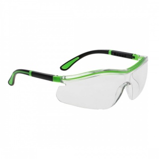 Portwest PS34 Neon Safety Spectacle with Adjustable Arm Length Clear